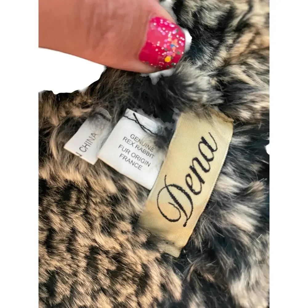 Real Genuine Rex Rabbit Fur Knitted Hooded Scarf Gray Brown Chinchilla Style